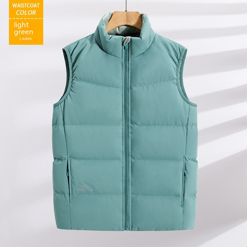 Plus Size Down Vest Stand Collar Waistcoat