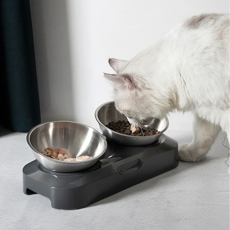 Easy To Clean Stainless Steel Cat Bowl Dog Food And Water Bowls With Stand Metal Cats Dogs Double Single Pet Feeding Feeder Bowl Pets Fashion