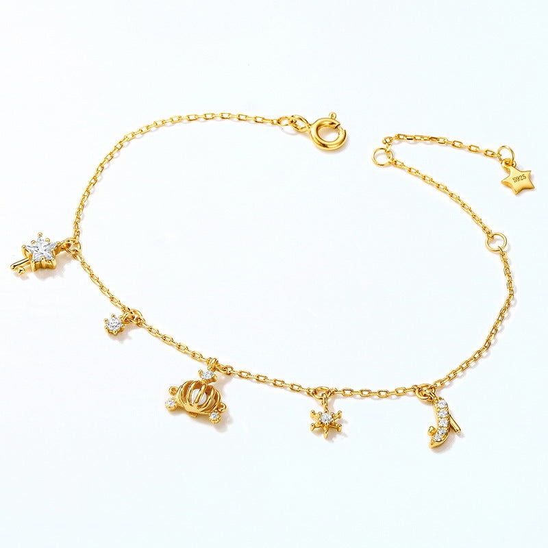 Pumpkin Car Shoes 925 Silver Cubic Zirconia Bracelet