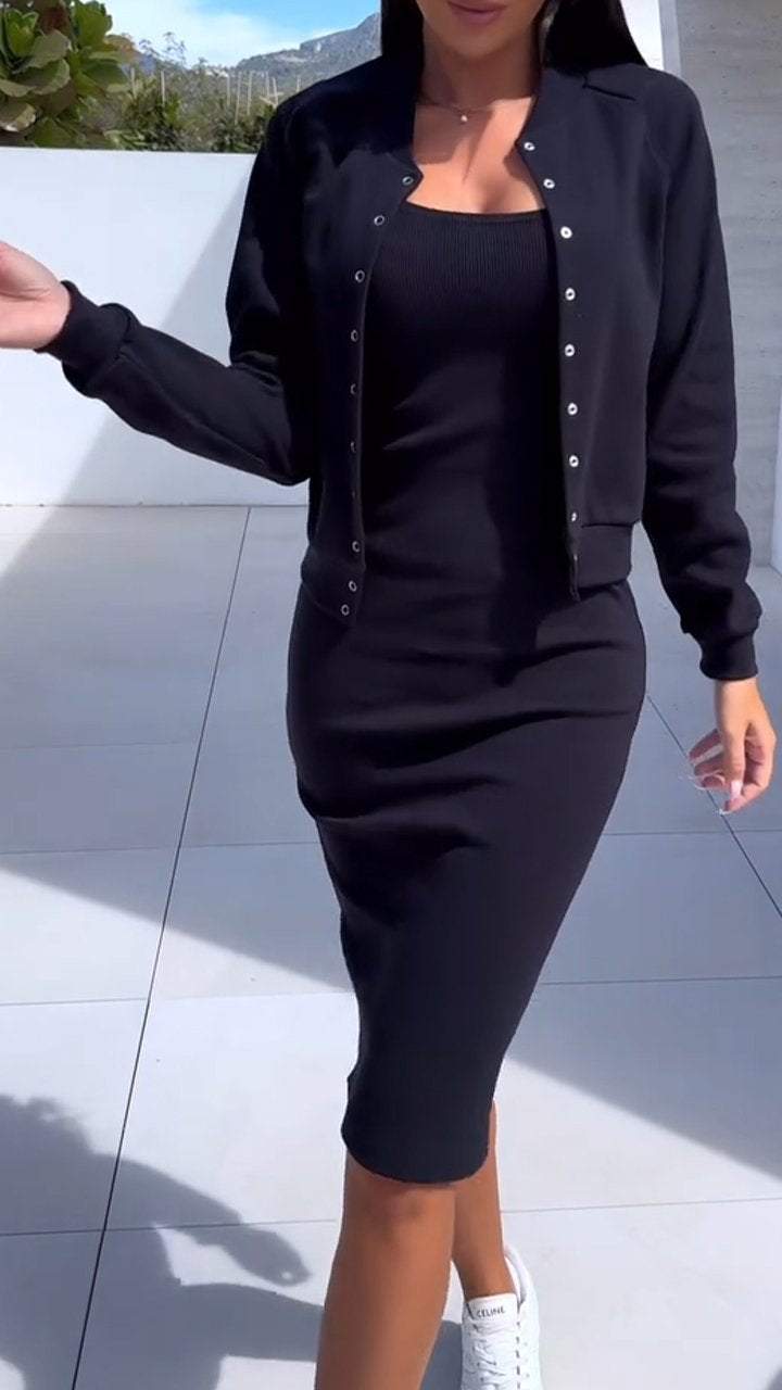 2026 European And American Women's Hot Selling Autumn And Winter New Suspender Skirt Jacket Two-piece Set NorixaFashion.com