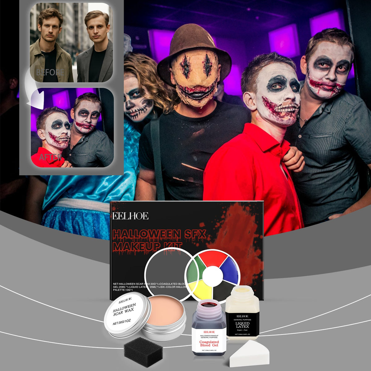 Halloween Special Effects Makeup Set 1 Set 1box Tri Light Beauty