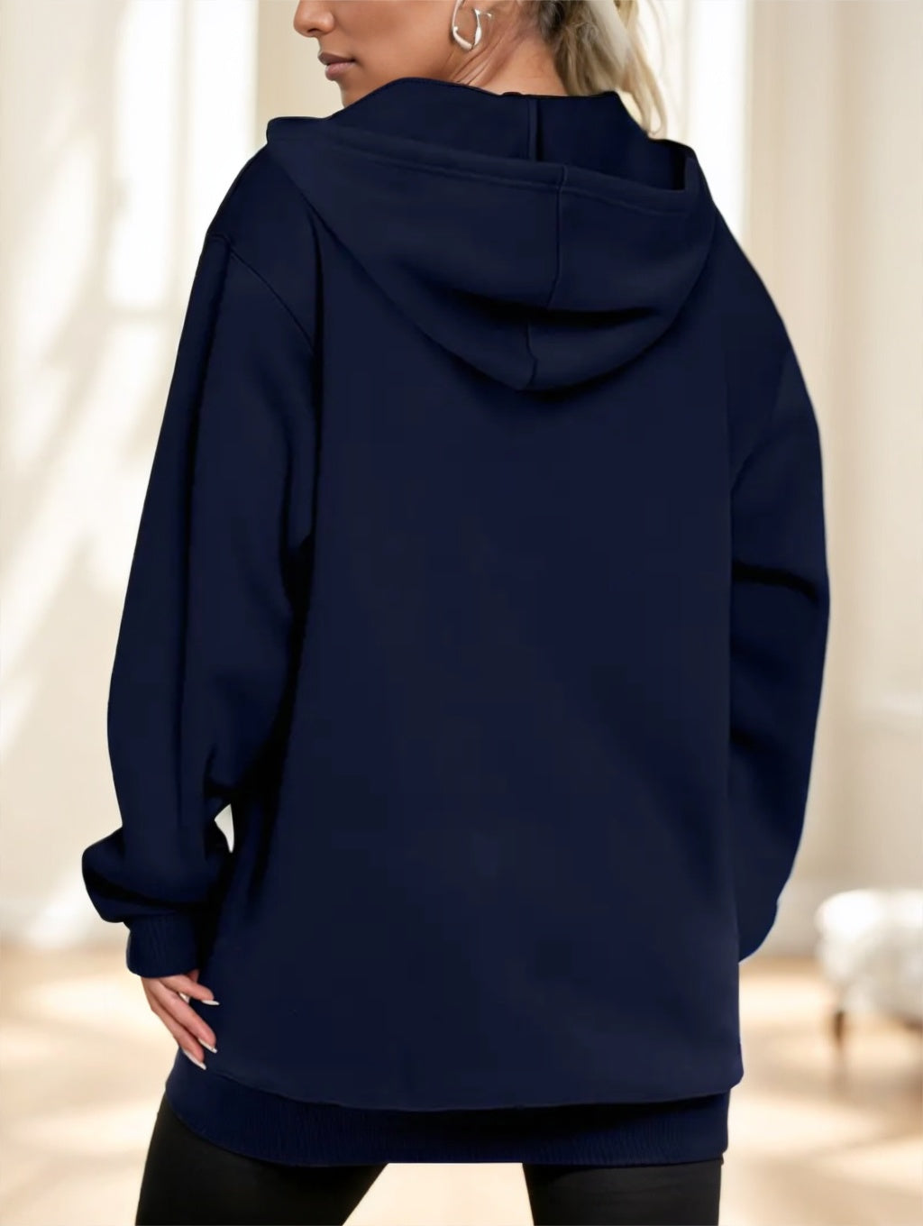 Women's Casual Long Hoodie With Zipper NorixaFashion.com