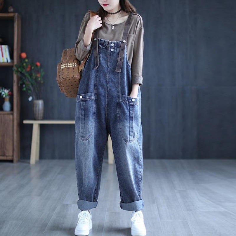 Artistic Summer Denim Suspenders for Women Pi-Mart