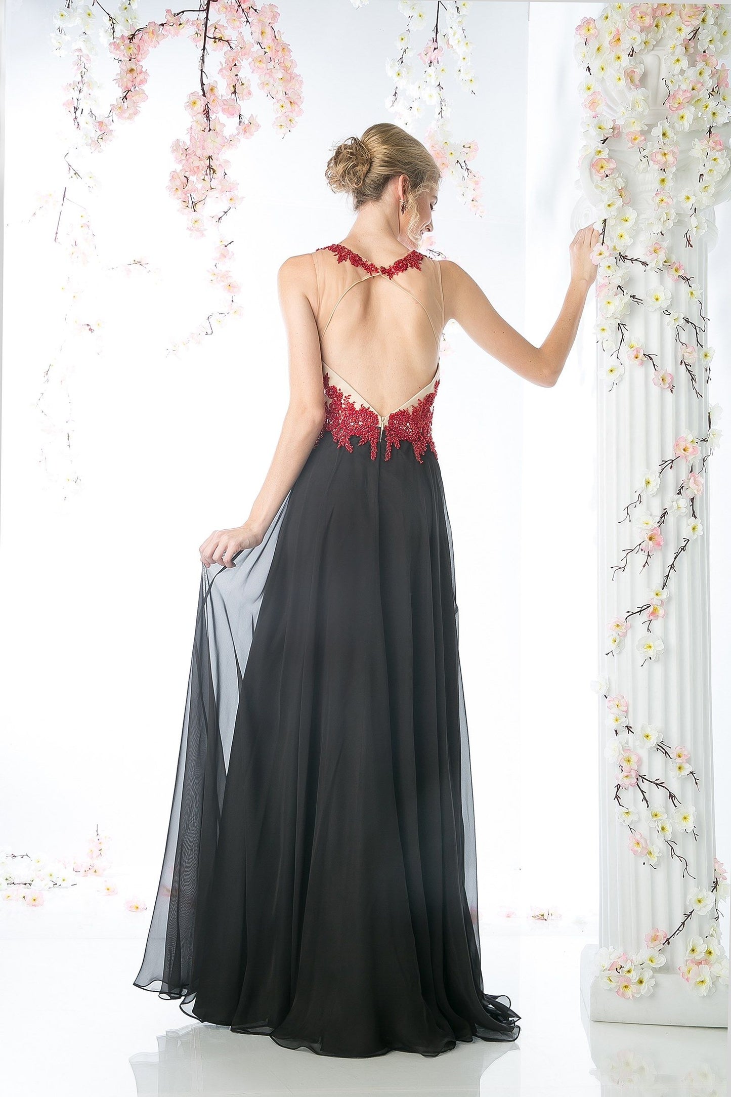Lace Bodice Chiffon Sheath Dress LuxuryLifeWay Online Store