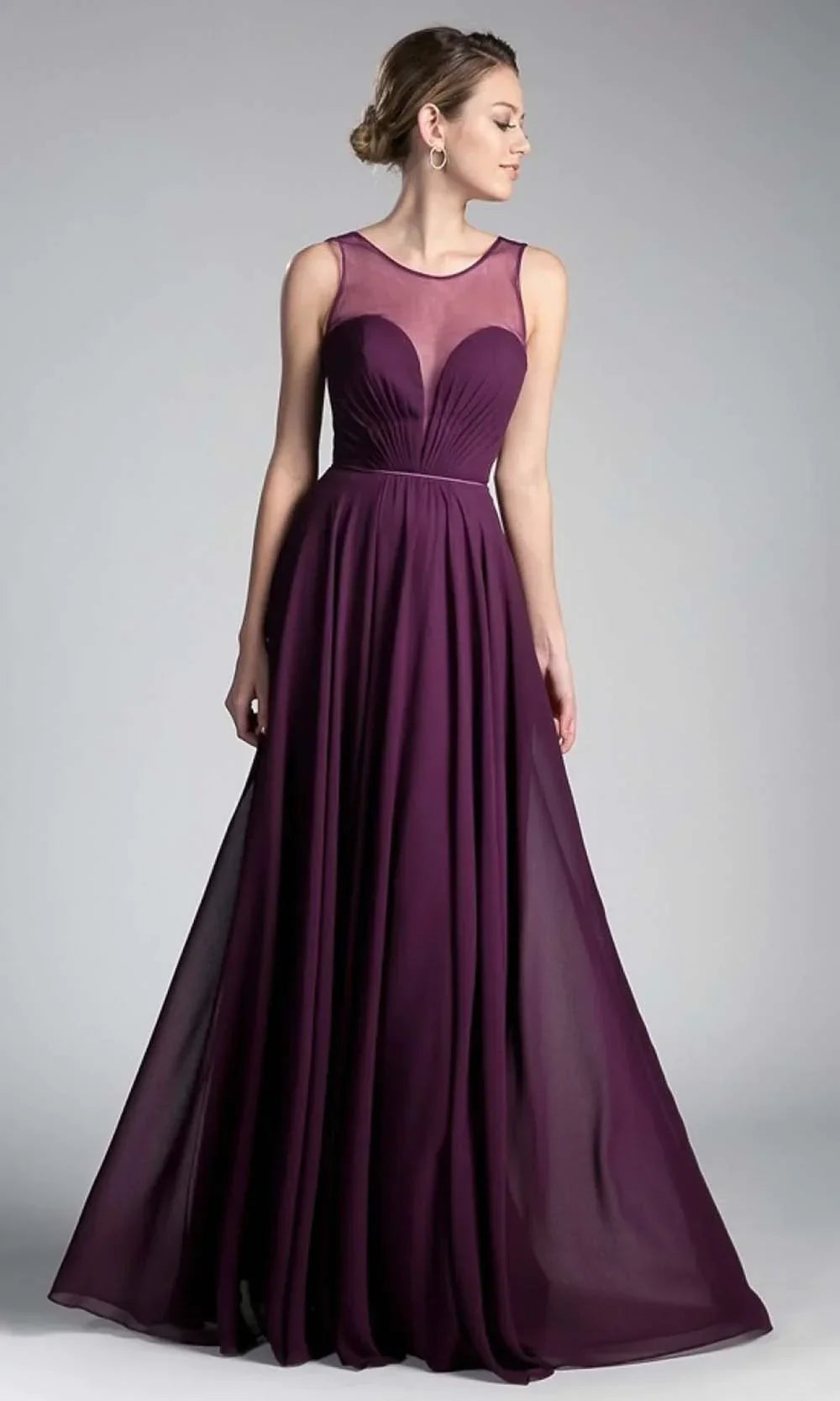A-Line Chiffon Dress with Illusion Neckline LuxuryLifeWay Online Store