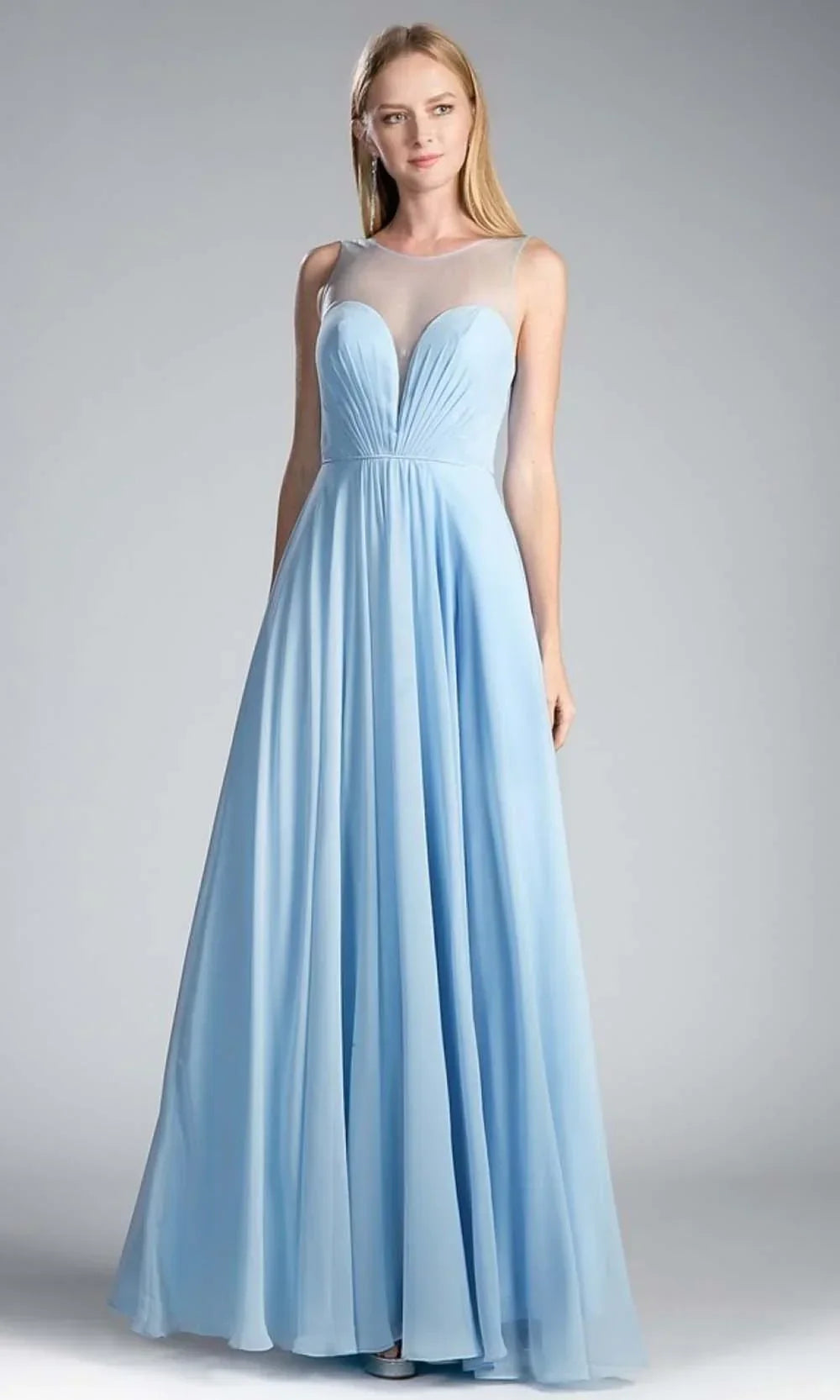 A-Line Chiffon Dress with Illusion Neckline LuxuryLifeWay Online Store
