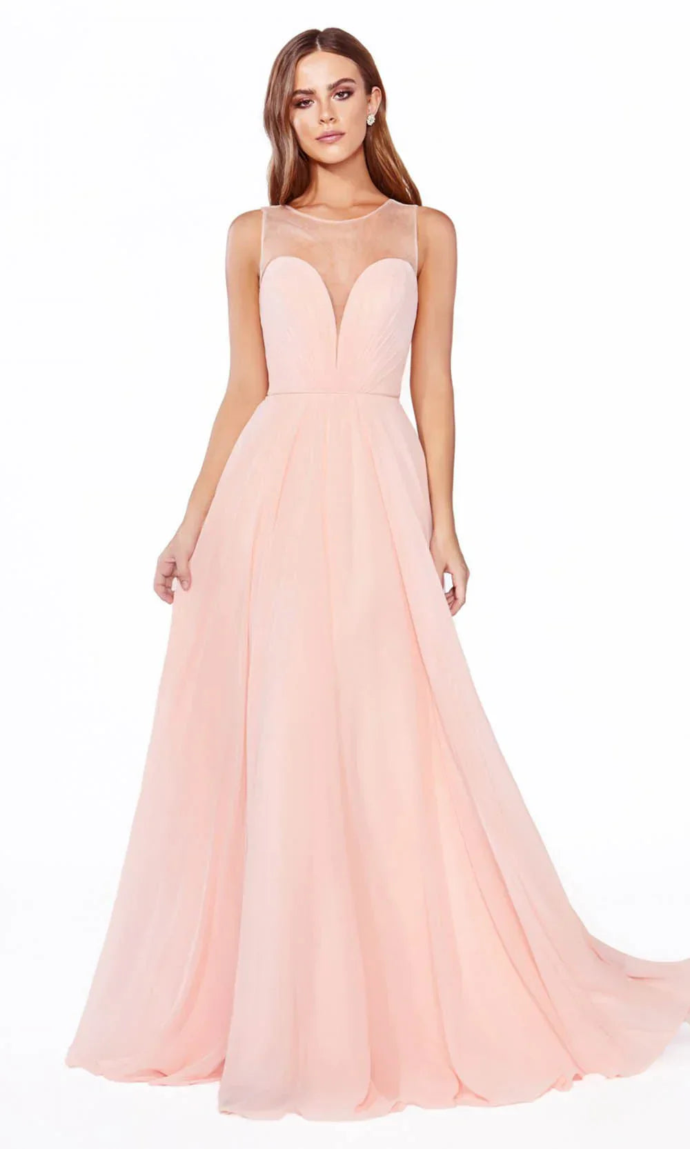 A-Line Chiffon Dress with Illusion Neckline LuxuryLifeWay Online Store