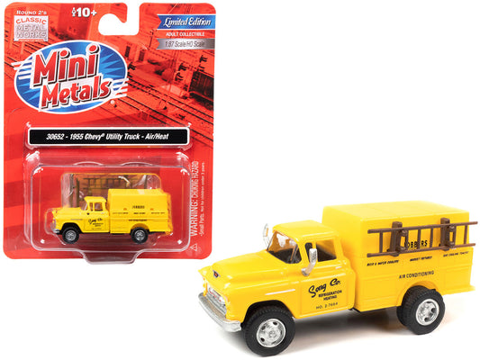 1955 Chevrolet Utility Truck Yellow "Song Co. Refrigeration and Heating" 1/87 (HO) Scale Model by Classic Metal Works LuxuryLifeWay Online Store