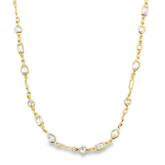 Clear CZ Stone Shape Mix Charm Necklace (I503)(H148) LuxuryLifeWay Online Store