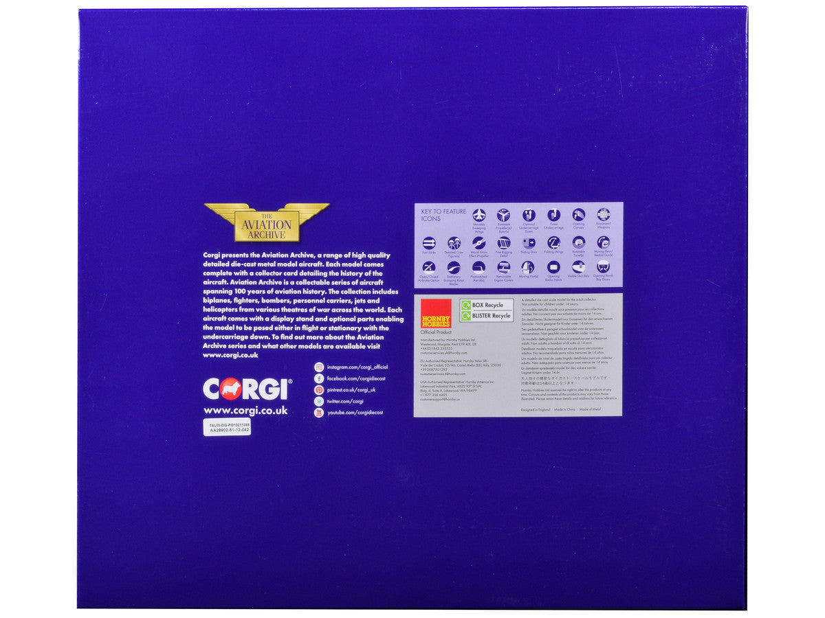 SPAD S.XIII Aircraft "Captain Robert Soubiran 103rd Aero Squadron USAS Foucaucourt Aerodrome France" (1918) United States Army Air Service "The Aviation Archive" Series 1/48 Diecast Model by Corgi LuxuryLifeWay Online Store