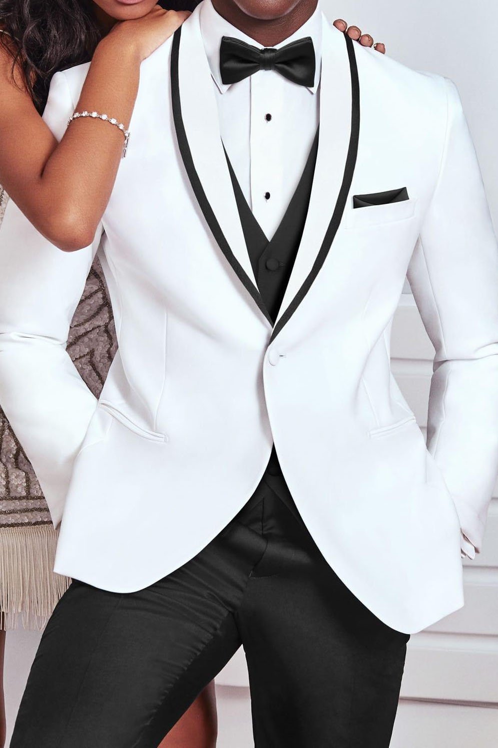 "Crew" White Tuxedo Jacket Shawl (Separates) LuxuryLifeWay Online Store