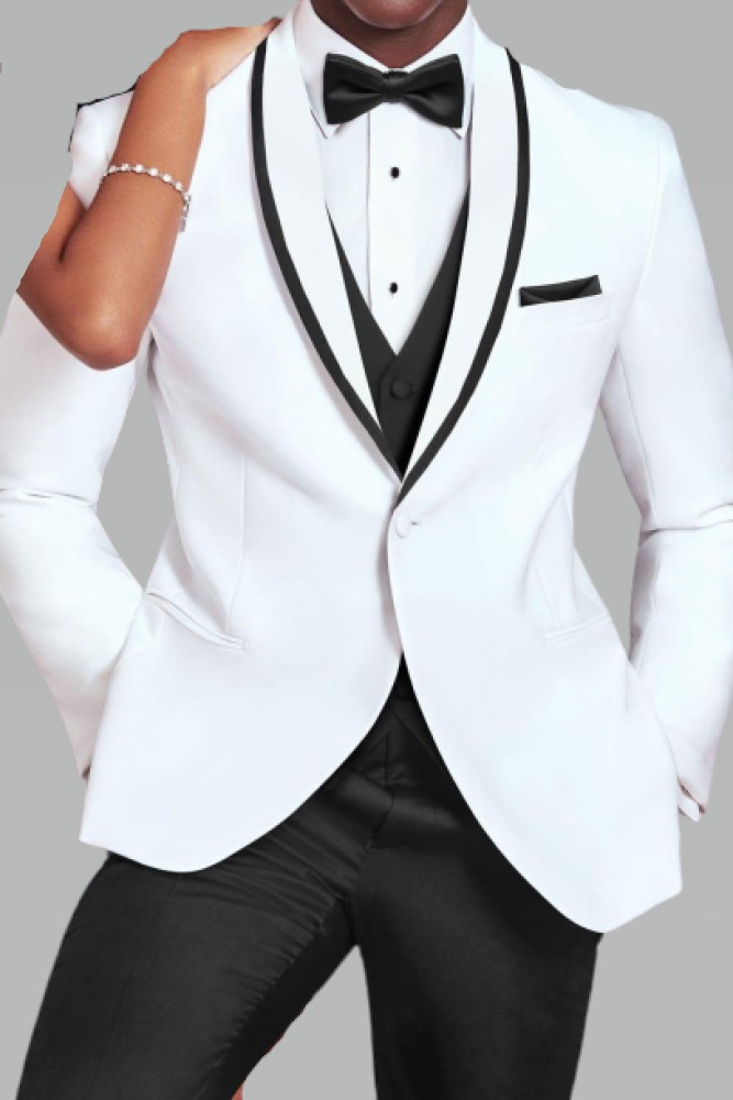 "Crew" White Tuxedo Jacket Shawl (Separates) LuxuryLifeWay Online Store