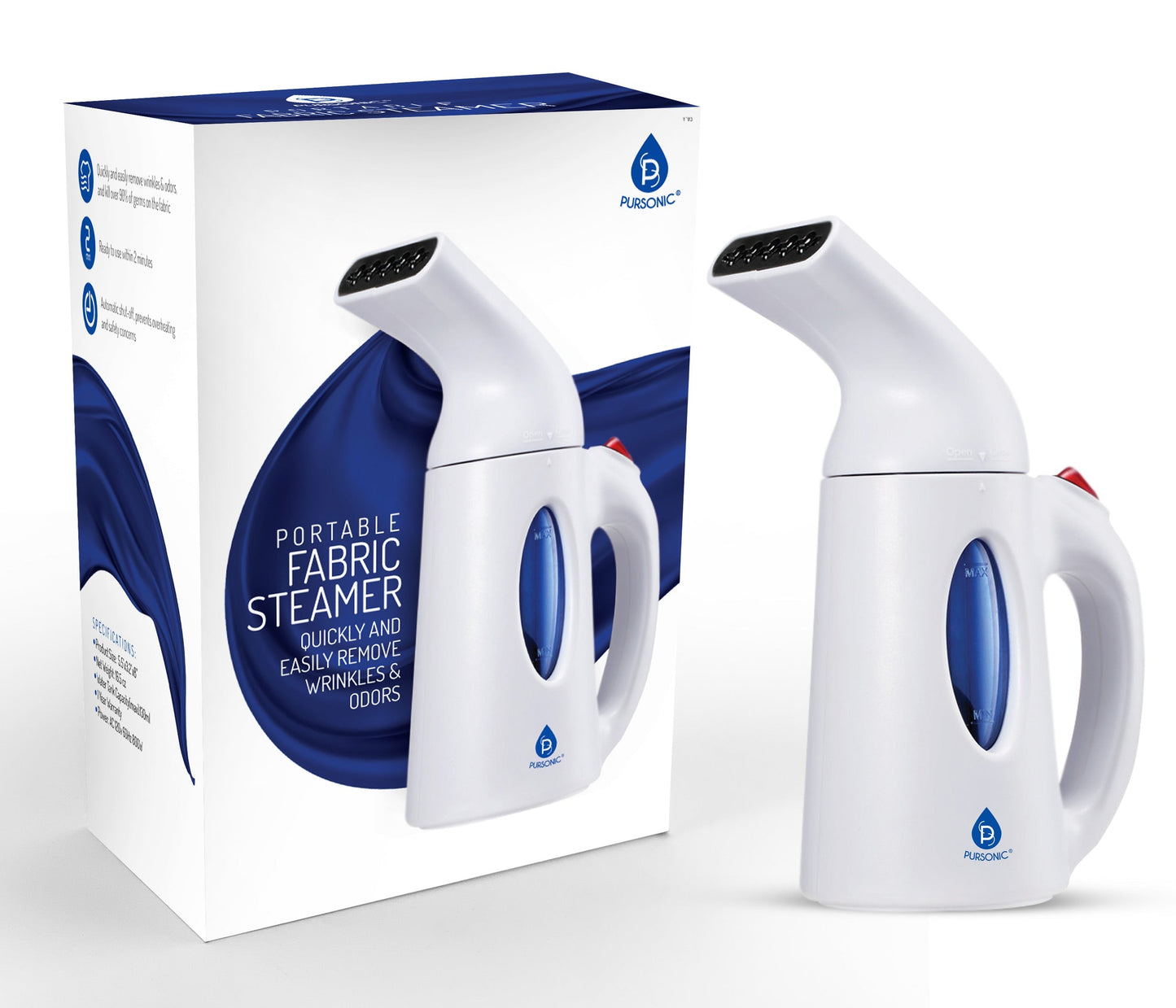 Pursonic 130ml Handheld Fabric Fast Heat-up Powerful Travel Clothes CS180 Portable Garment Steamer LuxuryLifeWay Online Store
