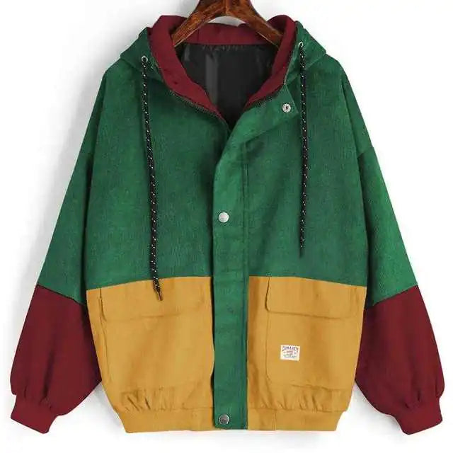 Oversized Corduroy Patchwork Jackets for Women