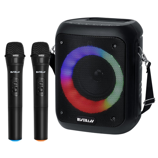 Risebass Portable Karaoke Machine with 2 Wireless Microphones - Bluetooth Rechargeable Speaker with USB/SD/TF Card Support, AUX-in, Tripod Screw Mount and Phone Slot. LuxuryLifeWay Online Store