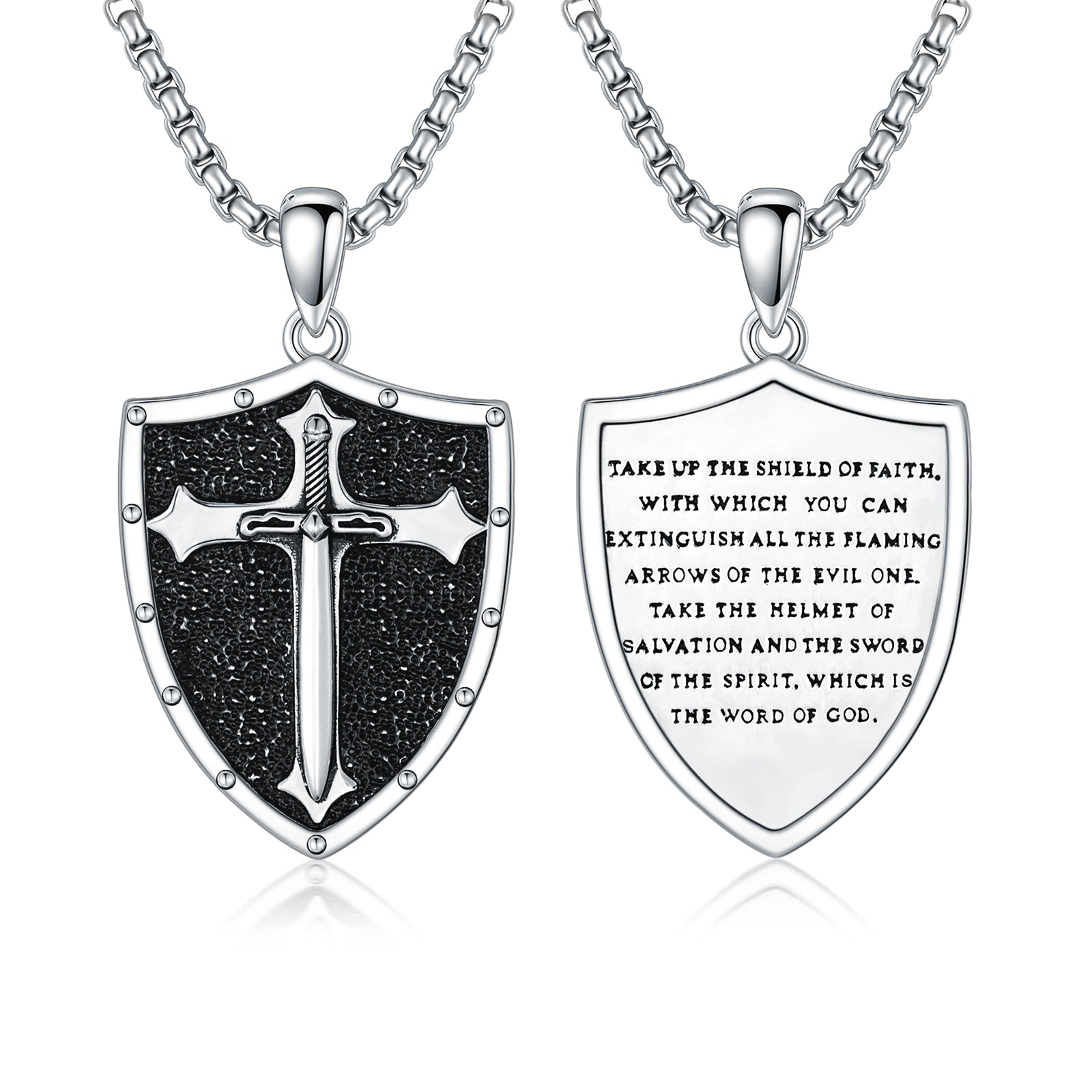 Knights Templar Shield Necklace in Sterling Silver Pendants Necklace for Men LadyShow.Store