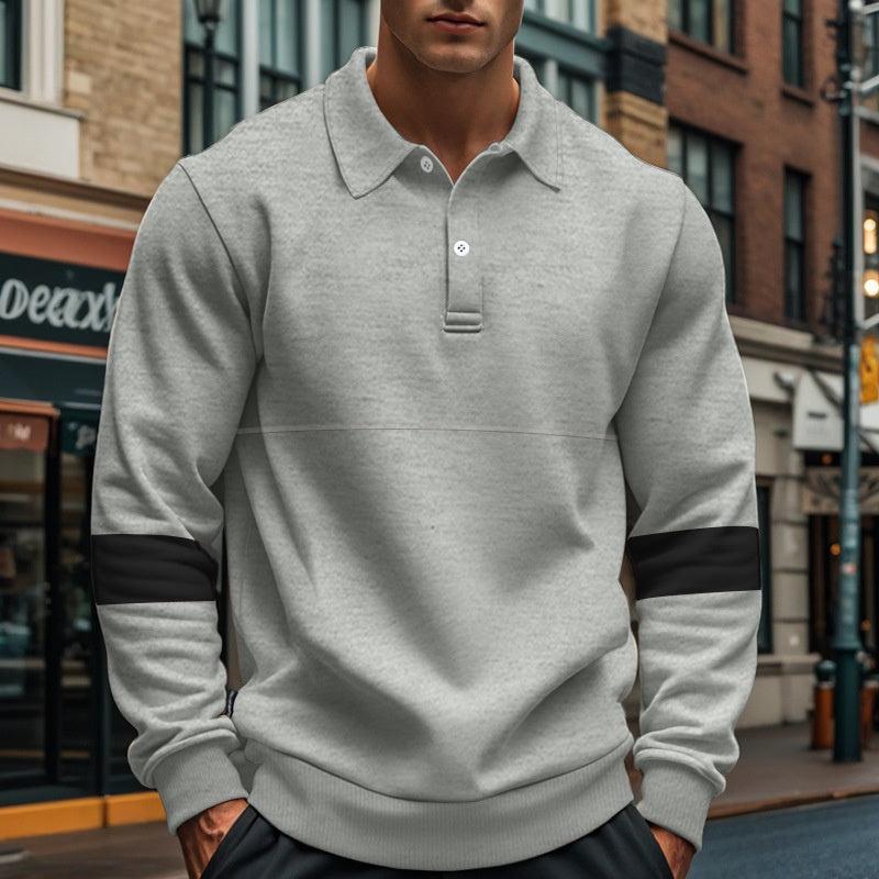 Fashion Long-sleeved Lapel Polo Shirt With Button Men's Loose Casual Sports Top Fall Spring Clothing LadyShow.Store