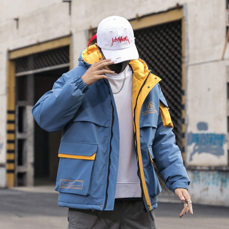 Fashion Print Hooded Cotton Jacket for Men Winter Wear Pi-Mart
