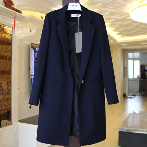 Chic Long Blazer, Slim Fit, Versatile Solid Jacket Pi-Mart