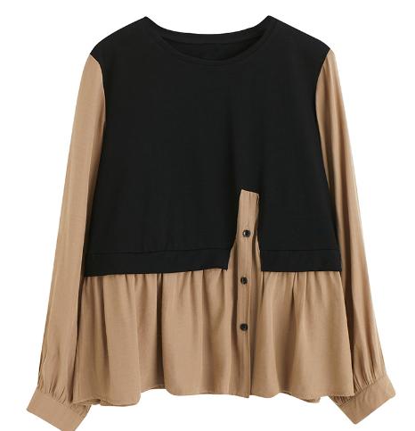 Large Women's Loose Slim Long Sleeve T-Shirt Pi-Mart
