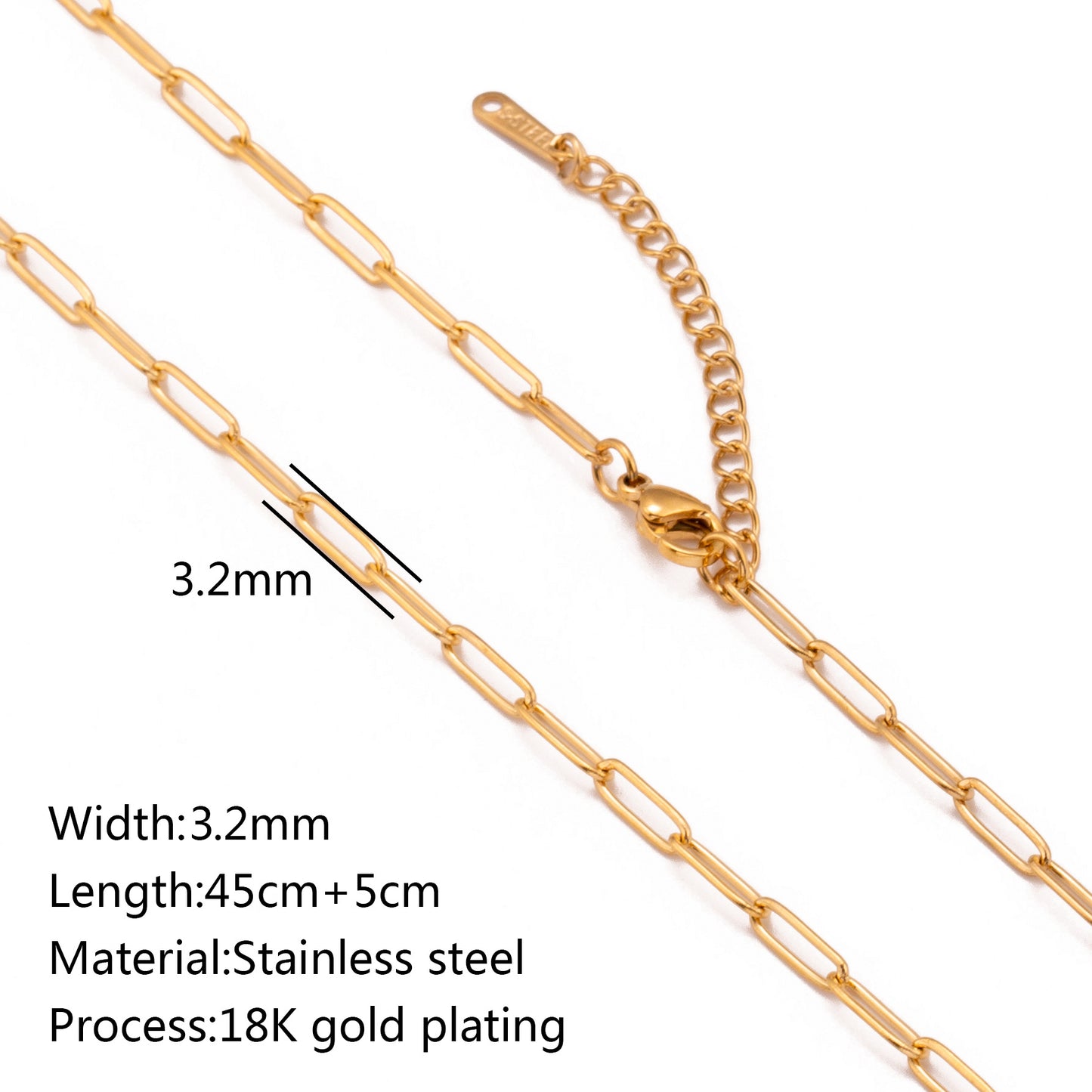 Stainless Steel Vacuum Vapor Plating 18K Gold Color Protection Lip Chain Accessories CJD