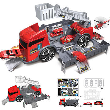 Children's Simulation Diecast Engineering Vehicle Model Set Deformation Storage Parking Lot Educational Toys LuxuryLifeWay Online Store