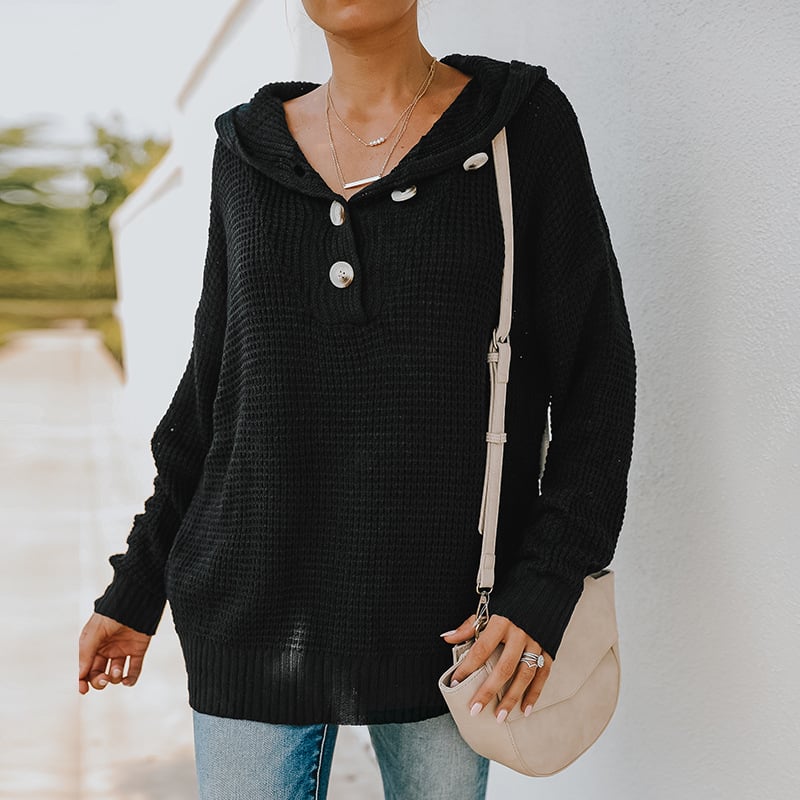 Women's Hooded V-neck Sweater T-shirt Pi-Mart