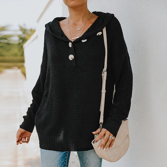 Women's Hooded V-neck Sweater T-shirt Pi-Mart
