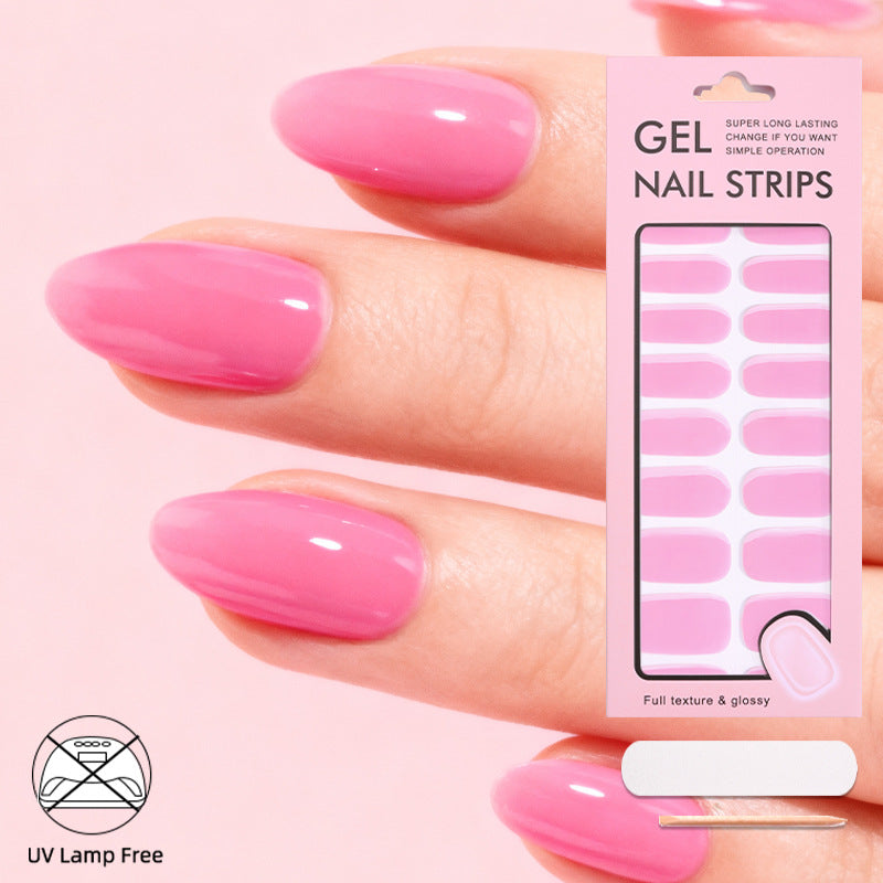 Simple Solid Color Scallion Powder No-bake Gel Nail Stickers LadyShow.Store