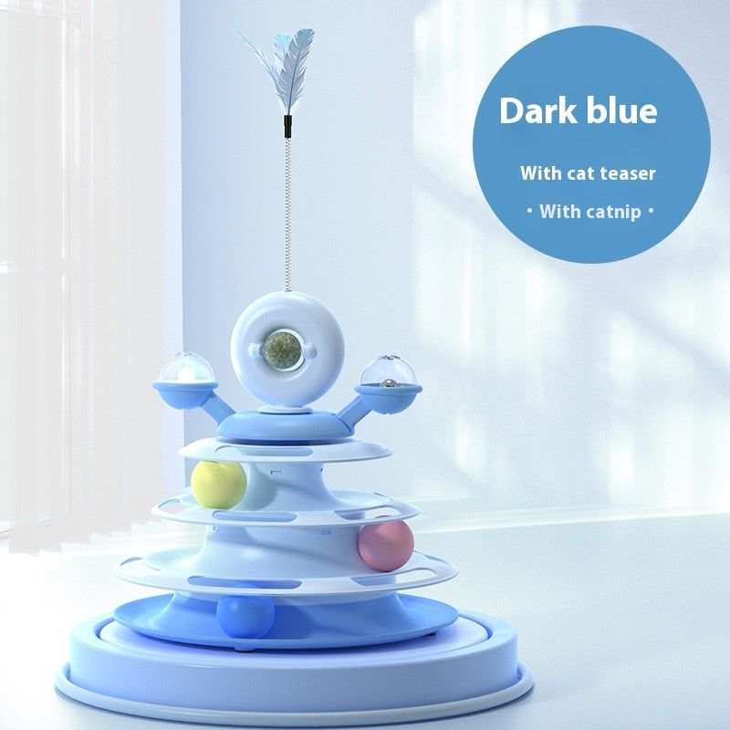 4 Levels Cat Toy Tower Turntable Roller Balls Toys Interactive Intelligence Pets Toys Training Track Puzzle Funny Games Accessories Pet Products Pets Fashion