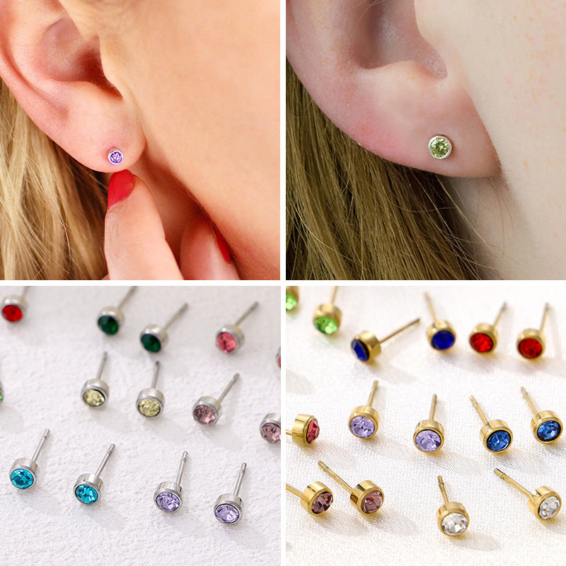 Stainless Steel Gold-plated Birthday Stone Constellation Diamond Bone Nail