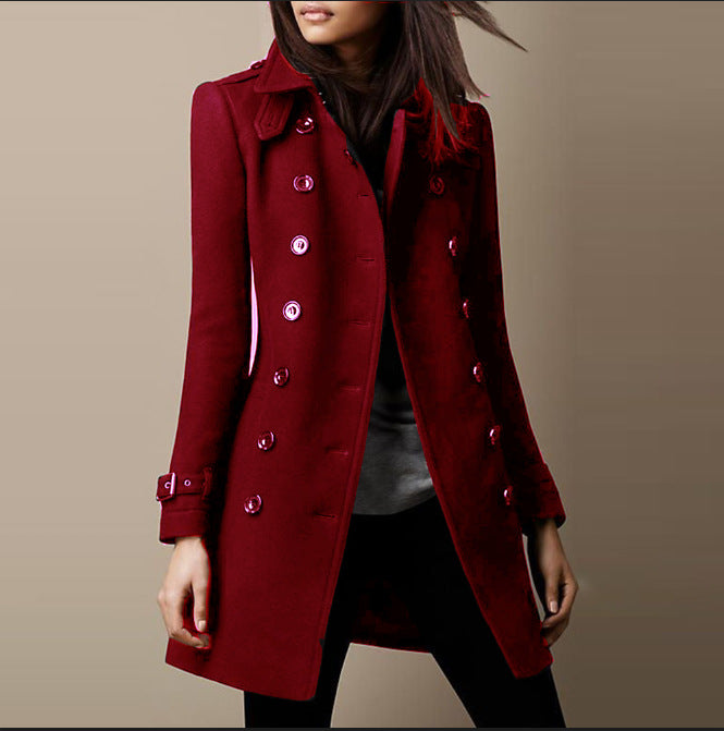 Streetwear Women Jackets Lined Double-breasted Ladies Loose Wool Overcoat Elegant Lapel Solid Pocketed Coats For Autumn Winter CJD
