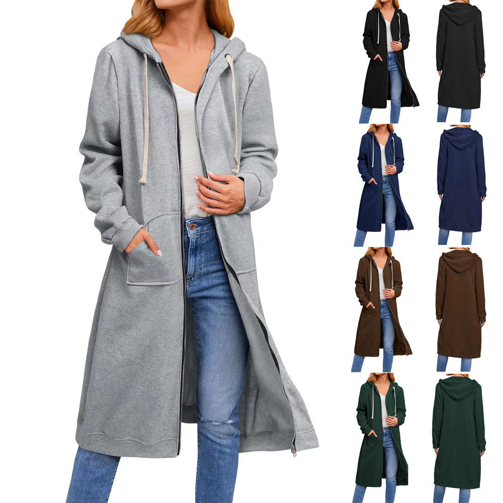 Autumn And Winter Women's Clothing Loose Zip Long Cardigan Jacket LuxuryLifeWay Online Store