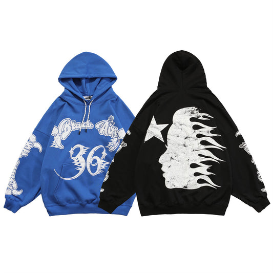 Letter Print Hooded Sweatshirt Men's Loose Long Sleeve Top