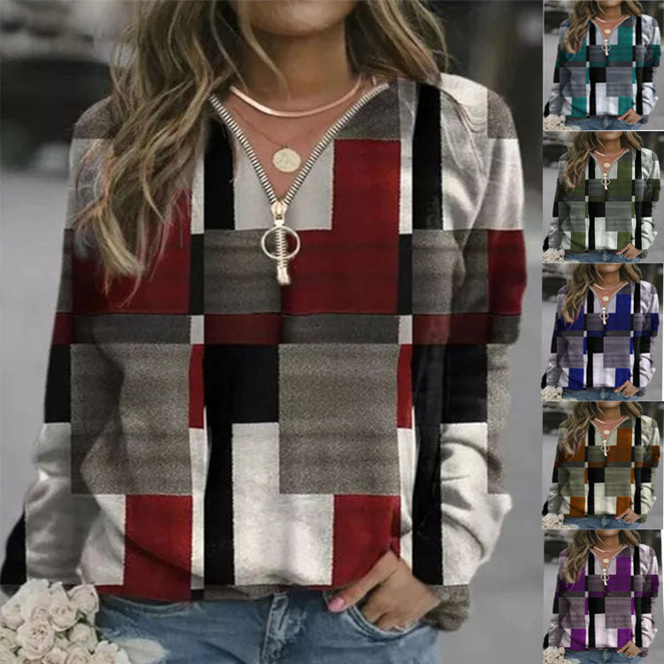 Women's Tops Checkered Sweaters Fleece Jackets