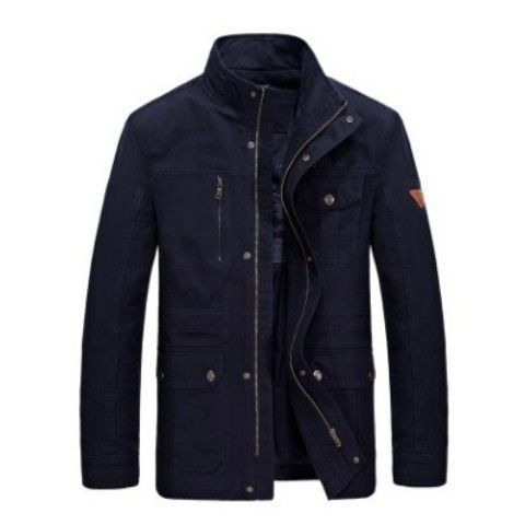 Men's Stand Collar Mid-length Multi-pocket Casual Jacket Best YouTube Store
