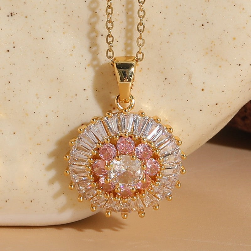 Flower Zircon Dignified Pendant Necklace CJD2