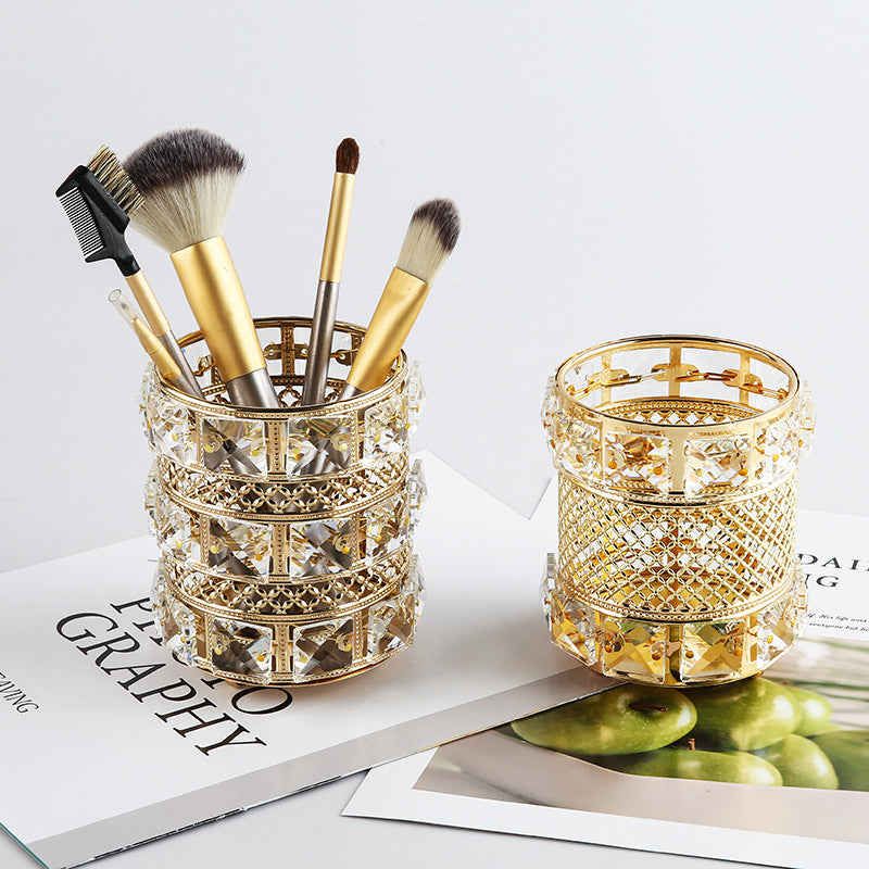 Makeup Brush Organizer - European Style Golden Crystal LadyShow.Store