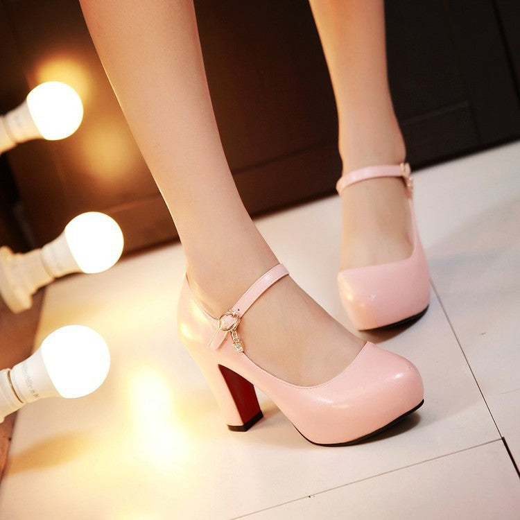 Chunky-heeled Round-toe High Heels For Women LadyShow.Store