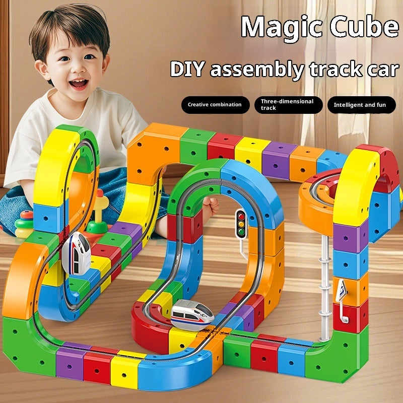 Small Train Track Cube Electric Assembled Building Block Toys LuxuryLifeWay Online Store