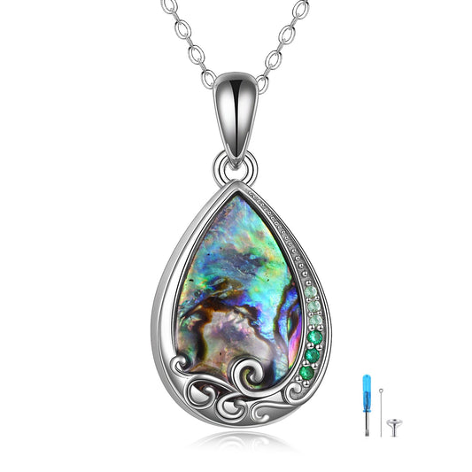 925 Silver Teardrop Urn Necklace for Ashes Retro Silver Necklace for Lover LadyShow.Store