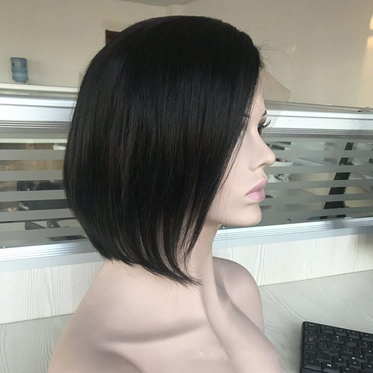 Wig Headgear Bob Wigs Real Hair Semi-woven Short Straight Hair LadyShow.Store
