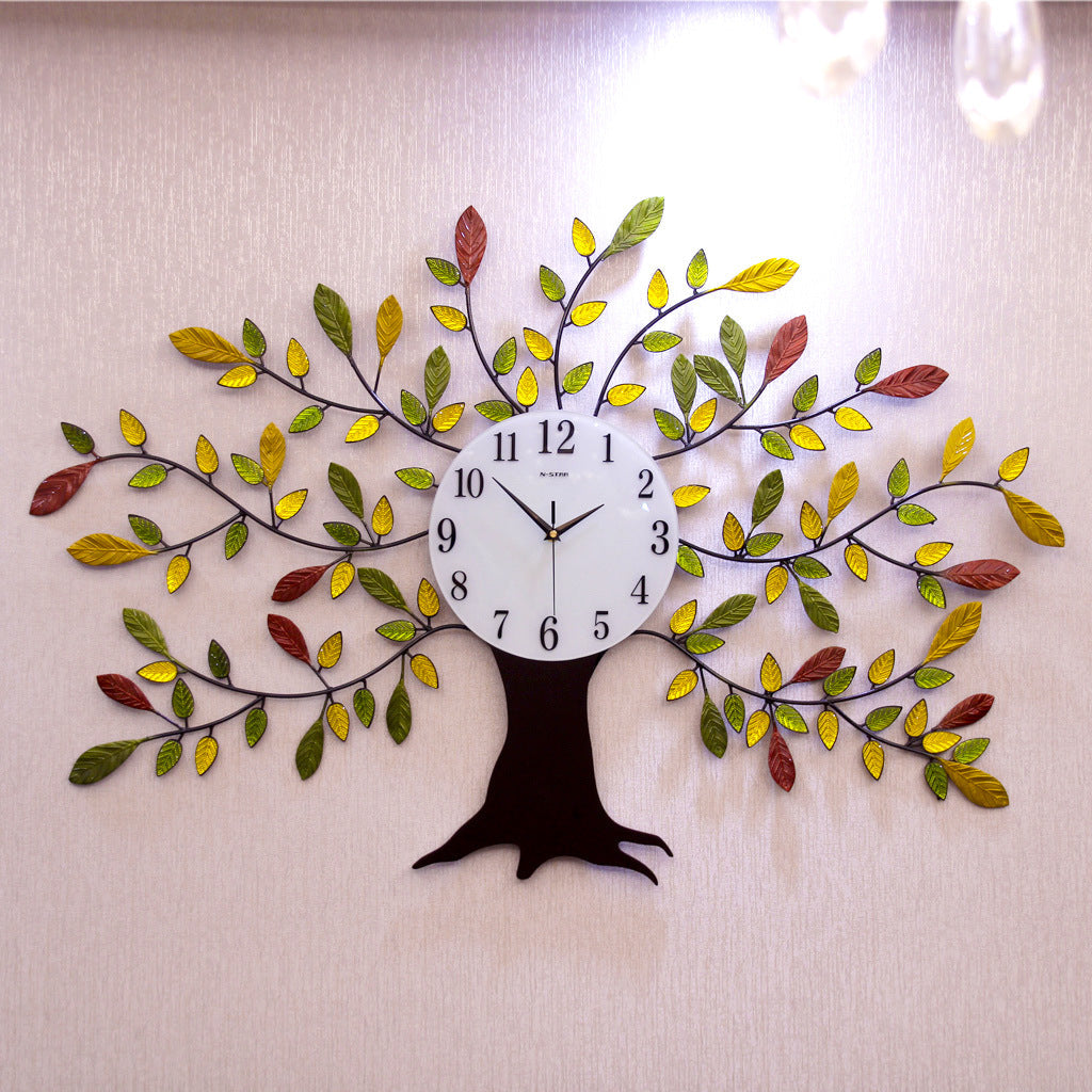Living Room Modern Simple Fashion Creative Fortune Tree Quartz Clock Wall Clock PearlNestDecor.com