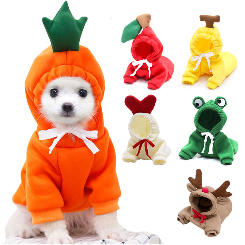 Cute Fruit Dog Clothes For Small Dogs Hoodies Winter Warm Fleece Pet Clothing Puppy Cat Costume Coat For French Chihuahua Outfit Best YouTube Store