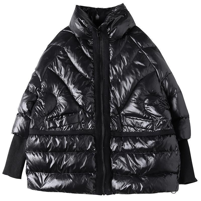 White Duck Down Artistic Stand-up Collar O-type Plus Size Women's Down Jacket Wool Stitching Design Style LuxuryLifeWay Online Store