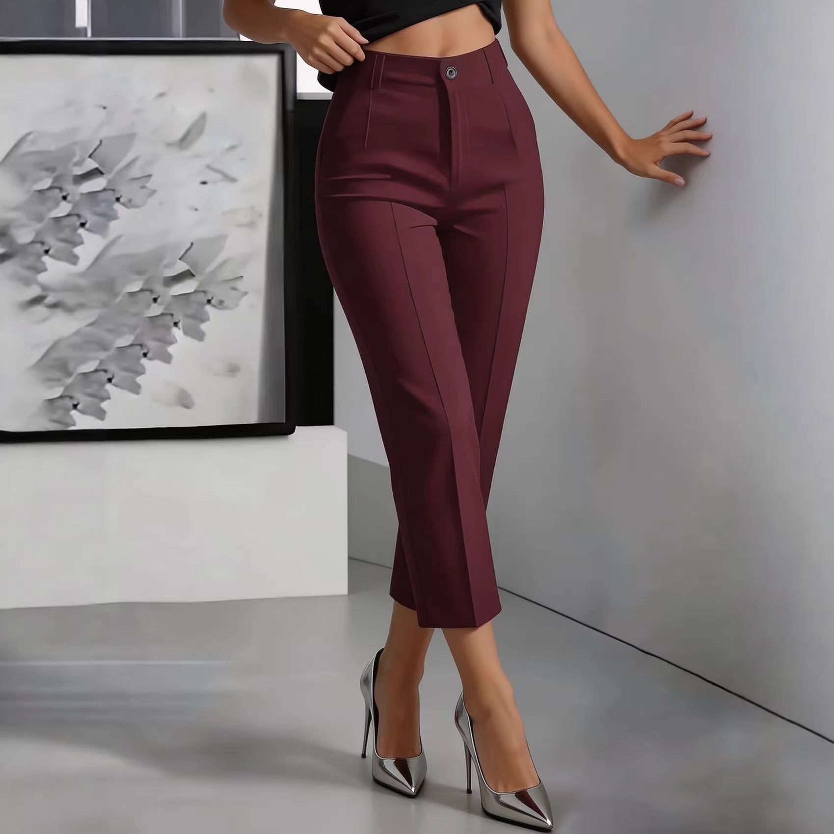 Women's High-Waisted Drapey Straight-Leg Pants NorixaFashion.com