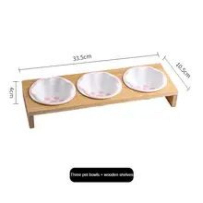 Pet Supplies Bamboo Frame Hand Colored Ceramic Protection For Cervical Vertebrae Eating Drinking Samll Cat And Dog Bowls Pets Fashion