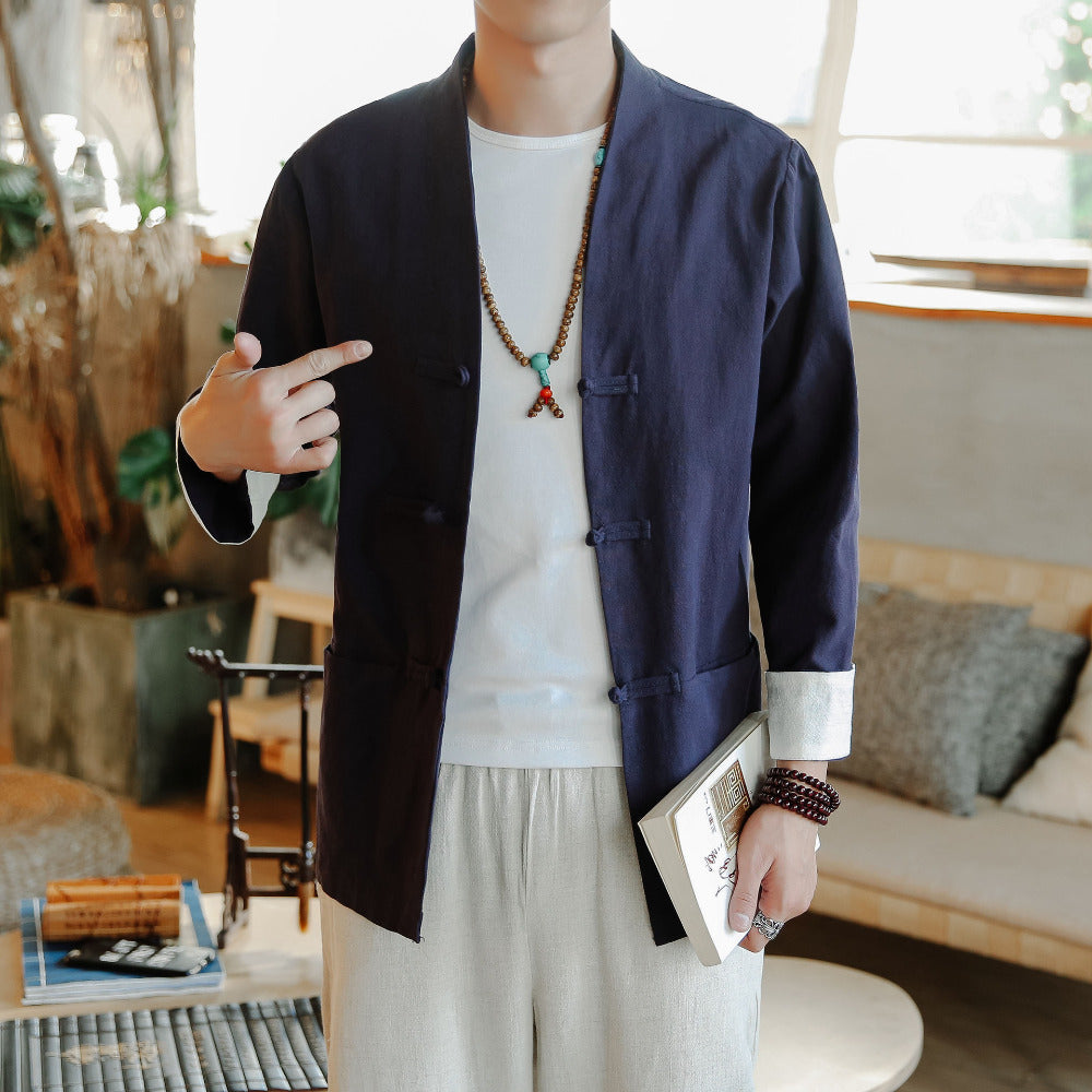 Men's Traditional Chinese Cotton Linen Tang Suit Jacket Pi-Mart