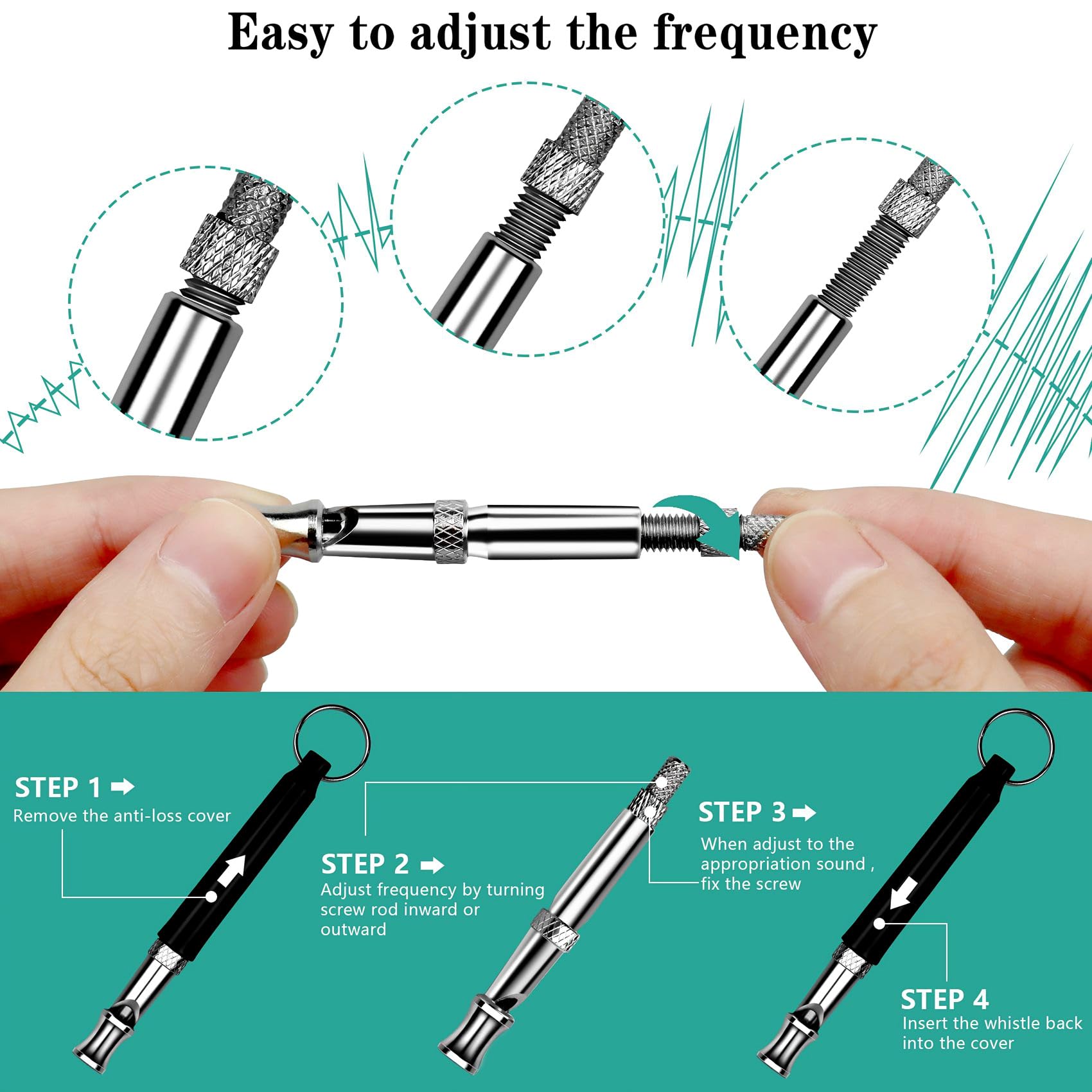 2 Pack Dog Whistle, Dog Whistle To Stop Barking Neighbors Dog, Adjustable Ultrasonic Silent Dog Whistle, Professional Recall Dog Training Whistles, With Lanyard Pets Fashion