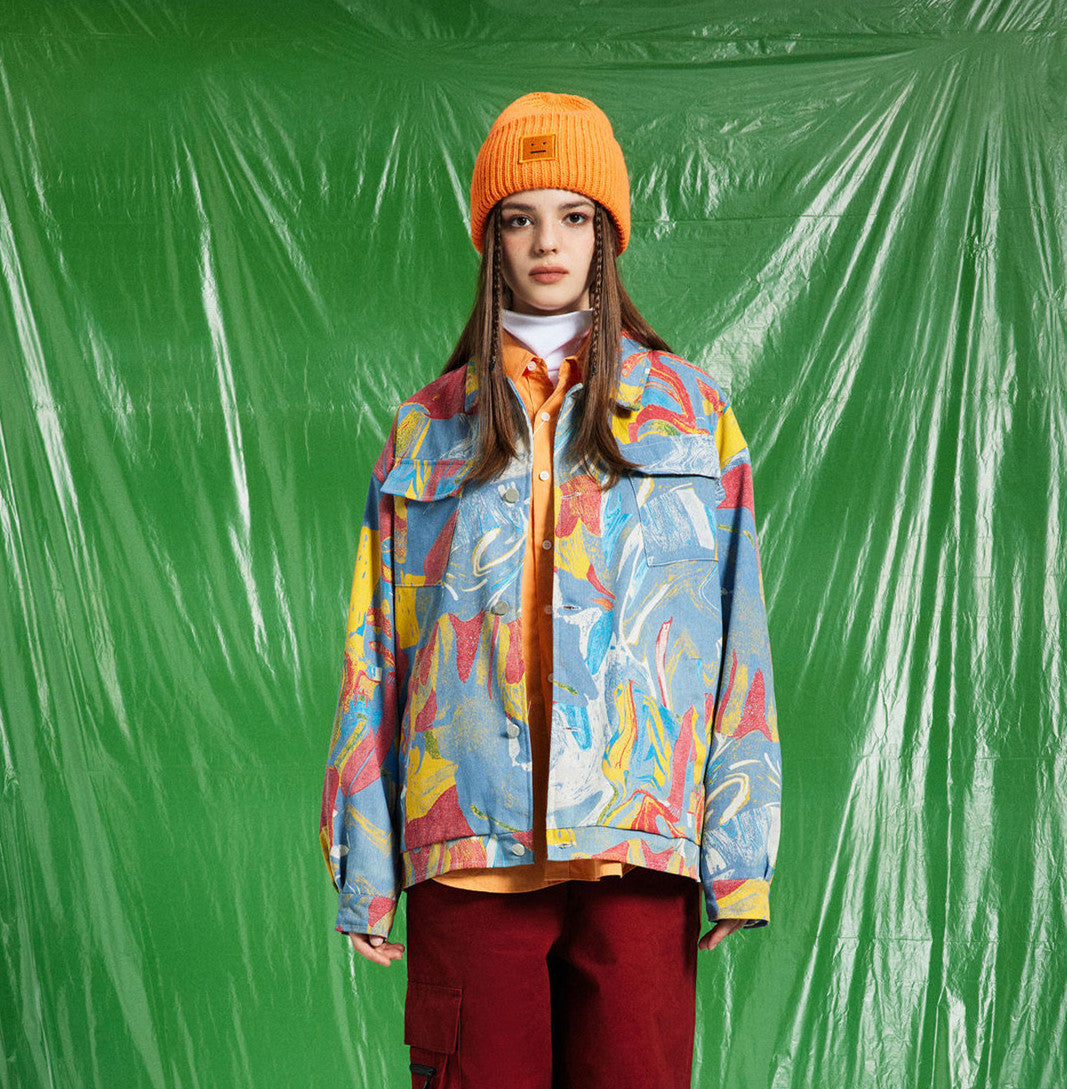 Vintage Ink Painting Denim Jacket Pi-Mart